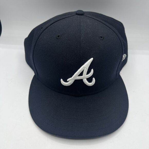 Authentic New Era MLB On-Field 59Fifty Fitted Cap Atlanta Braves BLACK / WHITE - Picture 1 of 8